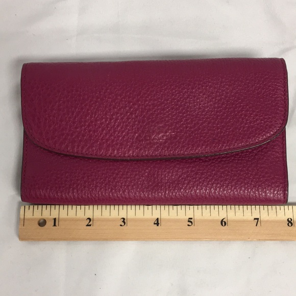 Coach Magenta Leather Envelope Wallet - Picture 5 of 6